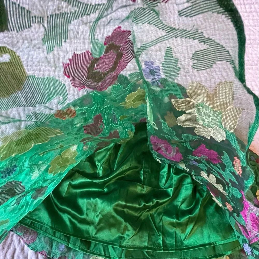 Girls Green Gold Lotus Fairy Princess Full Spin Skirt Costume Dance Tea Party